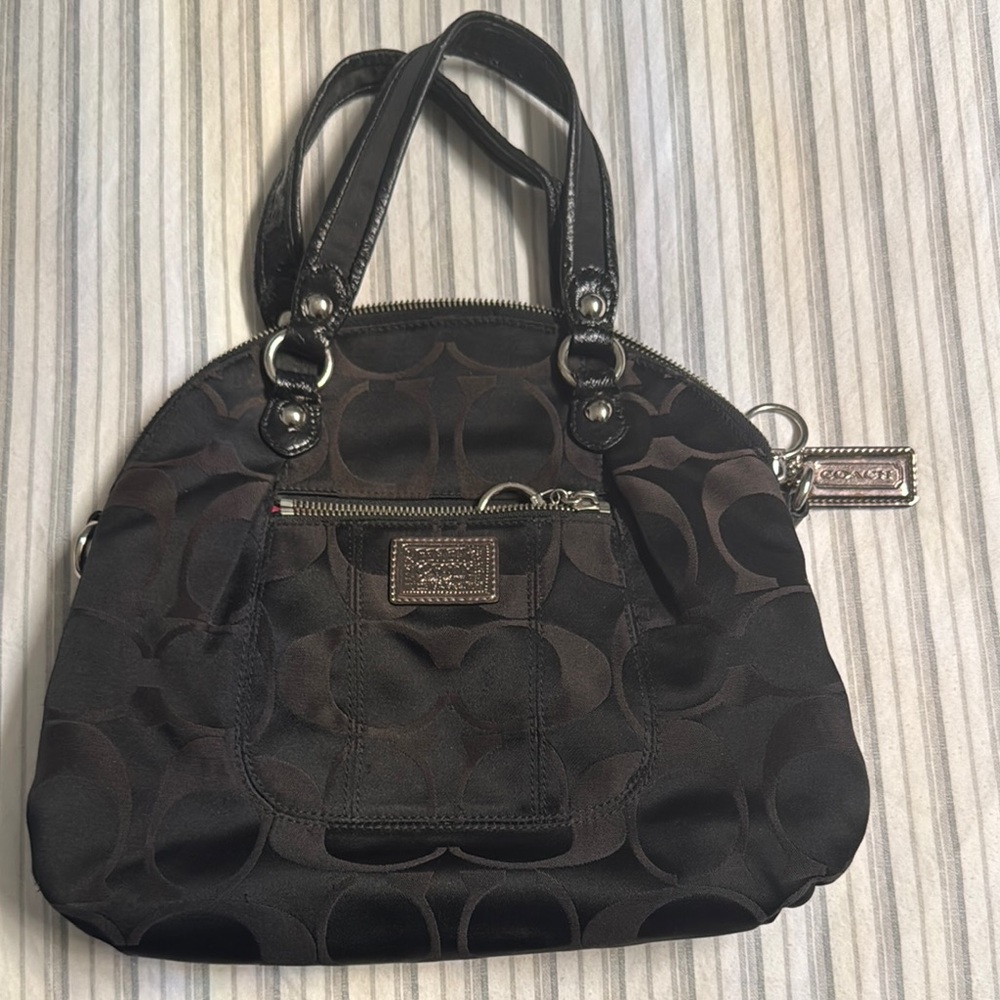 Coach Black Shoulder Bag with Silver Hardware